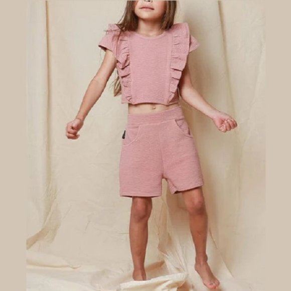NWT Tiny Tribe Girls Dusty Rose Textured Short 6 - Picture 1 of 9